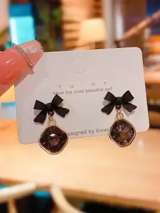 Celestique Crystals Studded Contemporary Drop Earrings