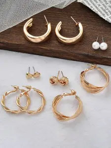 Celestique Set Of 6 Gold-Plated Contemporary Hoop Earrings