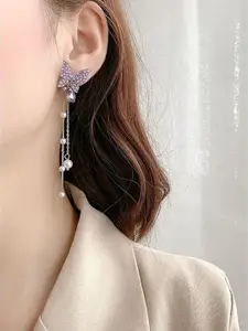 Celestique Silver-Plated Contemporary Drop Earrings