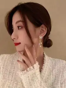 Celestique Gold-Plated Butterfly Contemporary Zircon Drop Earrings