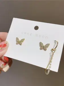 Celestique Gold-Plated Contemporary Ear Cuff Earrings