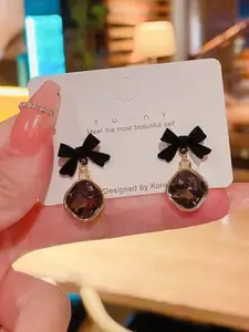 Celestique Crystals Studded Contemporary Drop Earrings