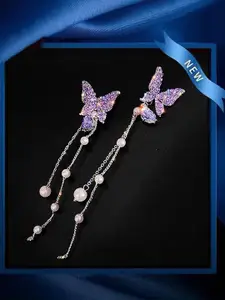 Celestique Silver-Plated Butterfly Drop Earrings