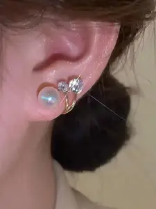 Celestique Brass-Plated Contemporary Studs Earrings