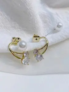 Celestique Gold-Plated Stainless Steel Contemporary Studs