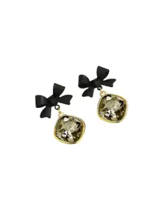 Celestique Crystals Stone Studded Bow Shaped Drop Earrings