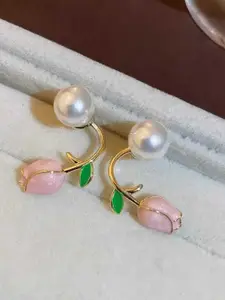 Celestique Gold-Plated Contemporary Pearls Studs