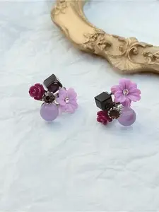 Celestique Crystals Studded Floral Shaped Studs