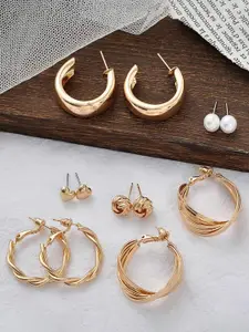 Celestique Set Of 6 Gold-Plated Contemporary Hoop Earrings