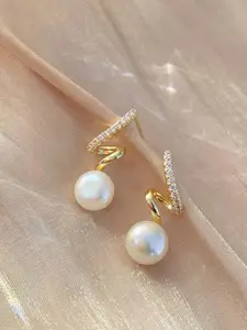 Celestique Stone Studded Contemporary Drop Earrings