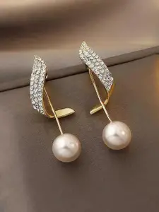 Celestique Stone Studded Contemporary Drop Earrings