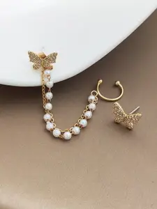 Celestique Gold Plated Contemporary Drop Earrings