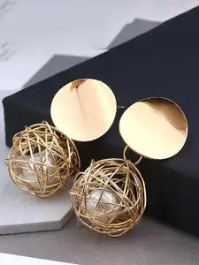 Celestique Gold-Plated Circular Pearls Beaded Drop Earrings