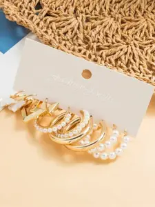 Celestique Set Of 5 Contemporary Pearls Hoop Earrings