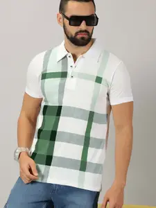 AUSK Men Checked Polo Collar Cotton T-shirt