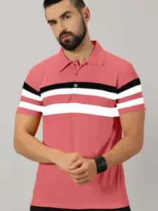AUSK Men Striped Polo Collar Cotton T-shirt