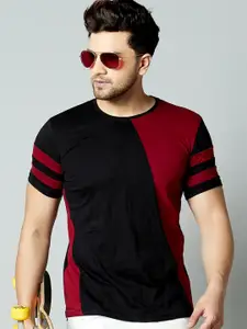 AUSK Men Colourblocked Round Neck Cotton T-shirt