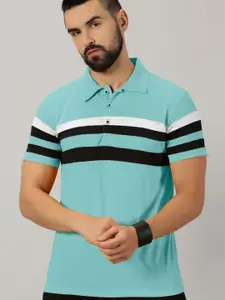 AUSK Men Striped Polo Collar Cotton T-shirt