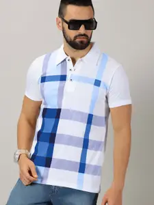 AUSK Men Checked Polo Collar Cotton T-shirt