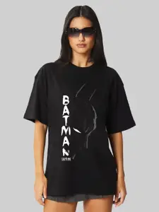 Leotude Women Graphic Printed Round Neck Cotton Oversized Batman T-shirt