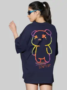 Leotude Women Graphic Printed Round Neck Cotton Oversized T-shirt
