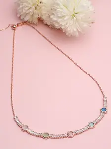 PANASH Gold-Plated Cubic Zirconia Studded Necklace