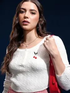 Tokyo Talkies Women Full Sleeve Round Neck Sweater Top