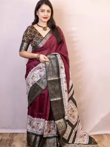 KALINI Checked Zari Silk Blend Designer Banarasi Saree