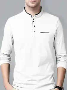 AUSK Solid Full Sleeve Henley Neck Tshirt