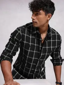 WROGN Pure Cotton Comfort Fit Tartan Checks Opaque Casual Shirt