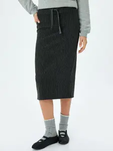 Koton Women Striped Pencil Midi Skirt