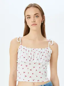 Koton Women Floral Printed  Shoulder Straps Crop Top