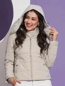 Globus Mock Neck Front Pockets Winter Wear Insulator Puffer Jacket With Detachable Hood