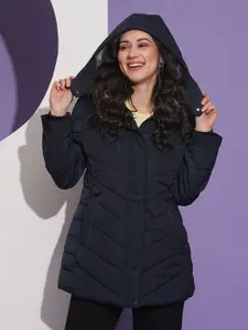 Globus Mock Neck Front Pockets Winter Wear Insulator Puffer Jacket With Detachable Hood