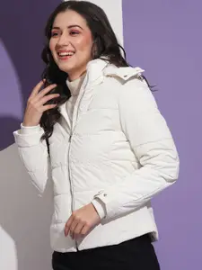 Globus Mock Neck Front Pockets Winter Wear Insulator Puffer Jacket With Detachable Hood