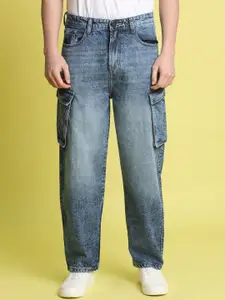 Bene Kleed Men Pure Cotton Light Fade Mid Rise Cargo  Jeans - Baggy