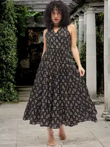 Deewa Floral Print A-Line Maxi Dress