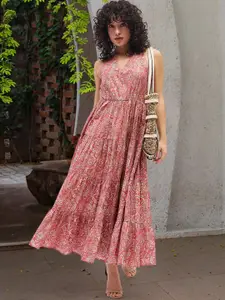 Deewa Floral Print A-Line Maxi Dress