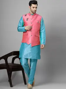 Utsav Fashion Men Regular Beads and Stones Kurta with Trousers