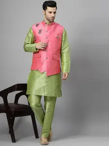 Utsav Fashion Men Floral Regular Beads and Stones Kurti with Trousers