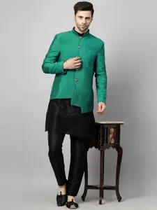 Utsav Fashion Men Embroidered Regular Thread Work Dupion Silk Kurta with Trousers
