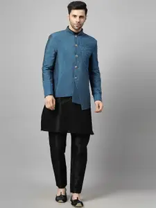 Utsav Fashion Men Embroidered Regular Thread Work Dupion Silk Kurta with Trousers