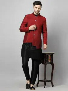 Utsav Fashion Men Embroidered Regular Thread Work Dupion Silk Kurta with Trousers