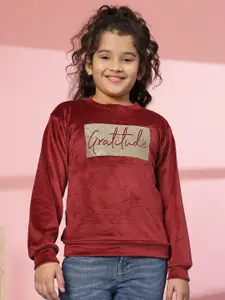 Albion By CnM Girls Typography Woollen Pullover Sweater