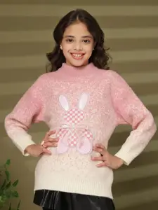 Albion By CnM Girls Round Neck Long Sleeves Printed Woollen Pullover