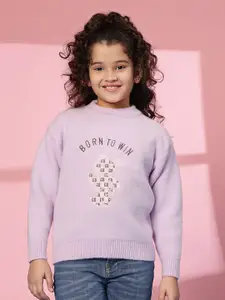 Albion By CnM Girls Typography Printed Pullover Sweaters