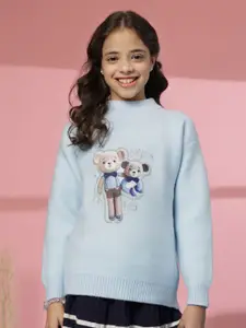 Albion By CnM Girls Printed Woollen Pullover