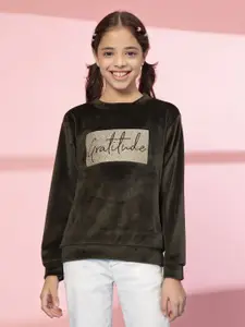 Albion By CnM Girls Typography Printed Woollen Pullover Sweater