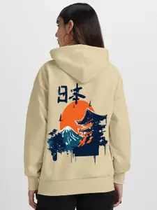 JUNEBERRY Women Printed Hooded Pullover Sweatshirt