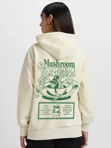 JUNEBERRY Women Printed Hooded Sweatshirt